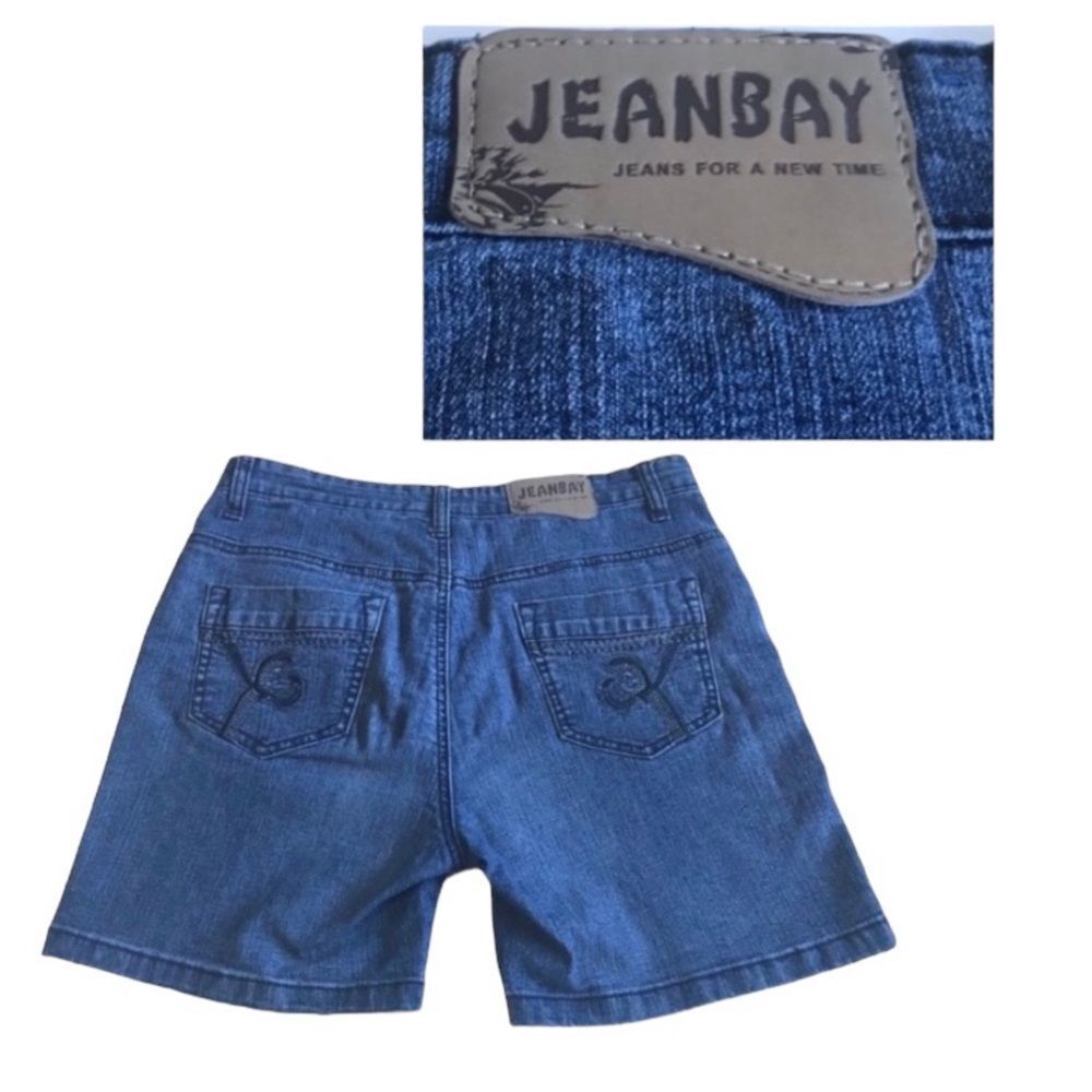Jeanbay High Rise Denim Mom Shorts Blue Sz 8
